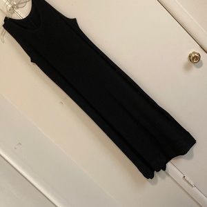 Black “Papell Boutique Evening” sleeveless dress w/ beaded & sequined overblouse